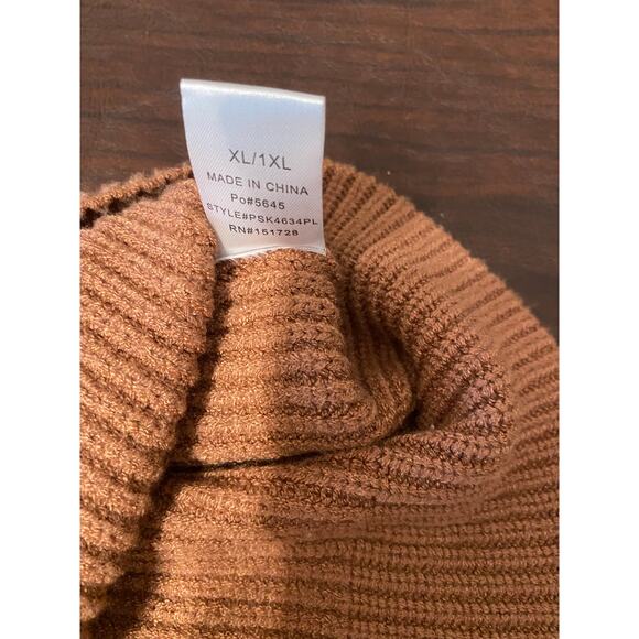 Pink Lily Oversized Ribbed Sweater Colorblock Leopard Sleeve XL 1X Cozy Casual - Picture 7 of 8